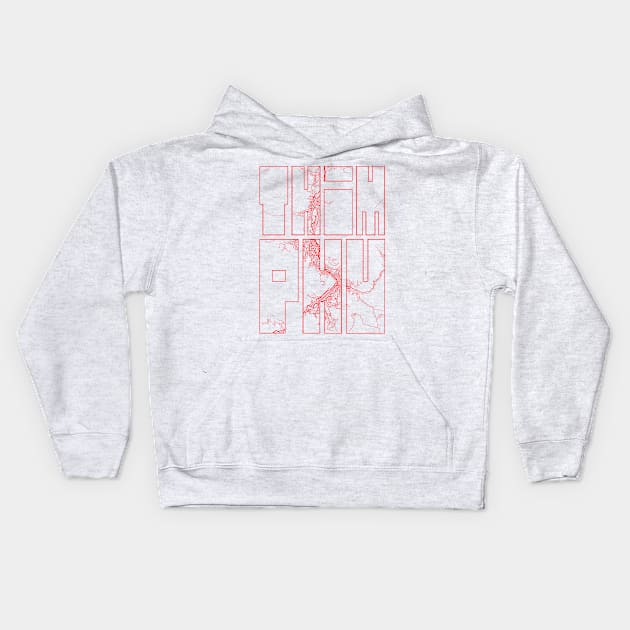 Thimphu, Bhutan City Map Typography - Oriental Kids Hoodie by deMAP Studio